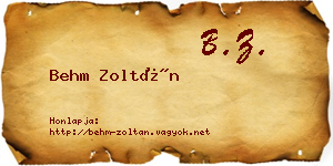 Behm Zoltán névjegykártya